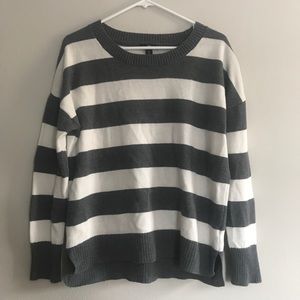 Gray and White Striped Sweater